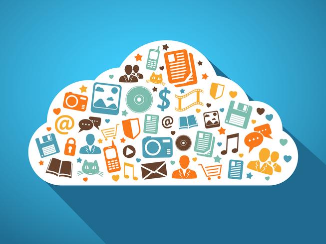 Multimedia e app mobili nel cloud vettore