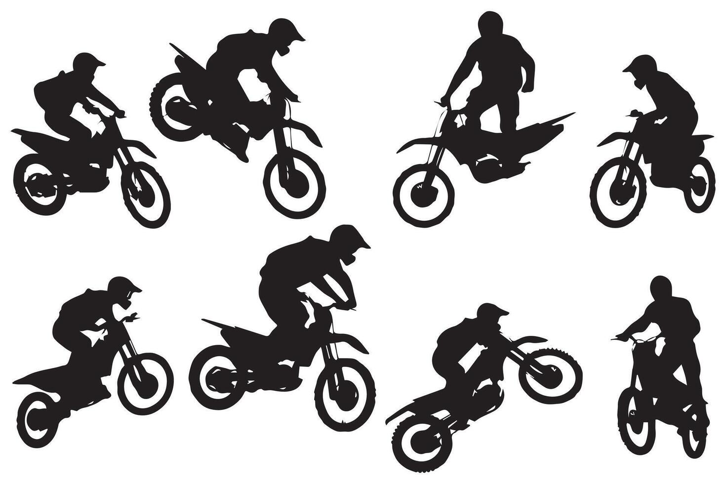 silhouette motocross da corsa, motocross corridore salto su un' motociclo gratuito vettore