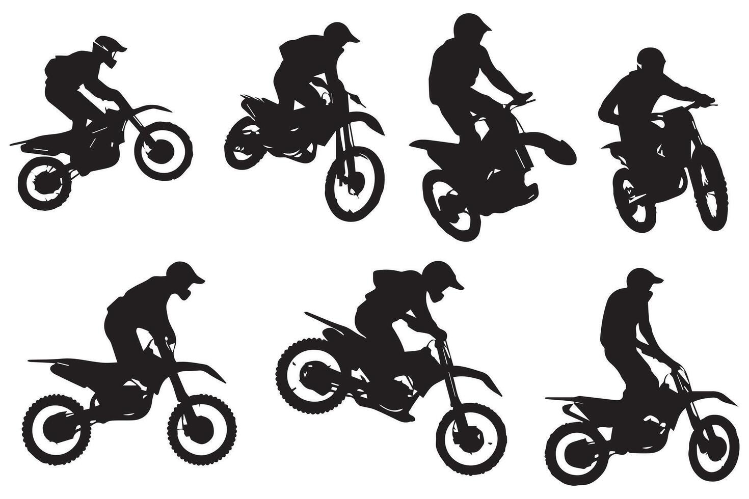 silhouette motocross da corsa, motocross corridore salto su un' motociclo gratuito vettore