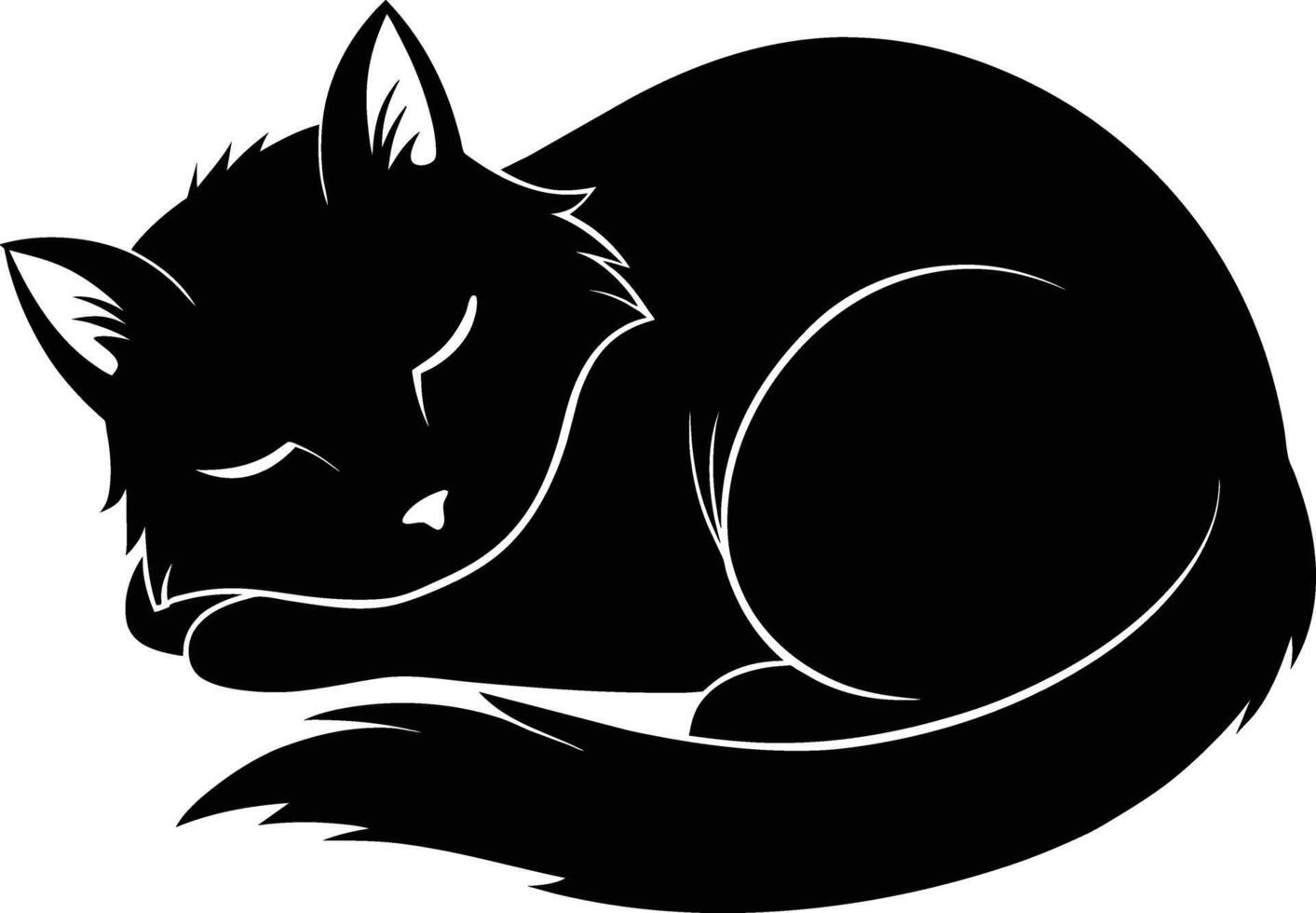 silenzioso serenità un' grazioso silhouette di un' addormentato gatto vettore