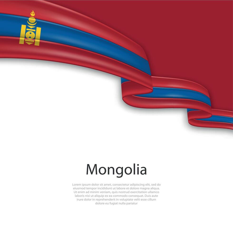 agitando nastro con bandiera di Mongolia vettore