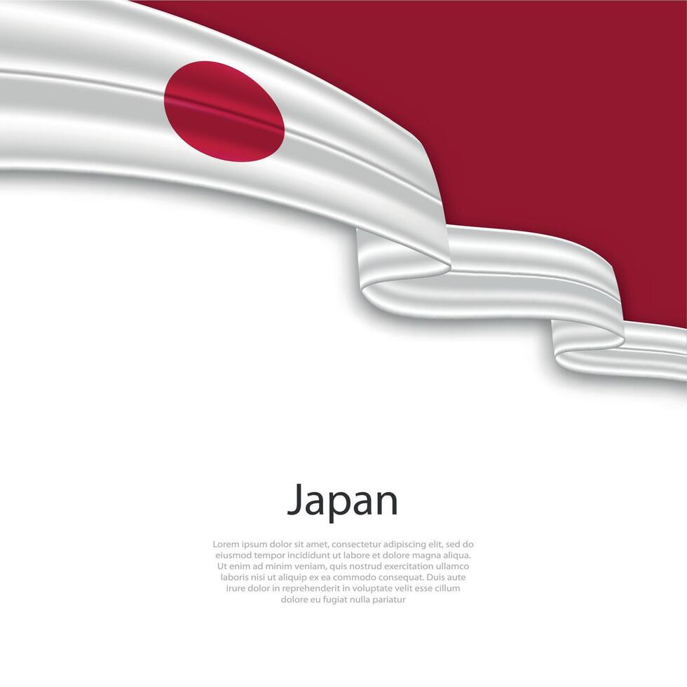 agitando nastro con bandiera di Giappone vettore