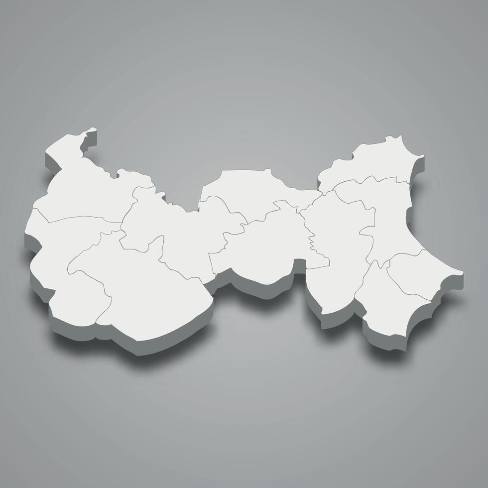 3d isometrico carta geografica di mahdia è un' governatorato di tunisia vettore