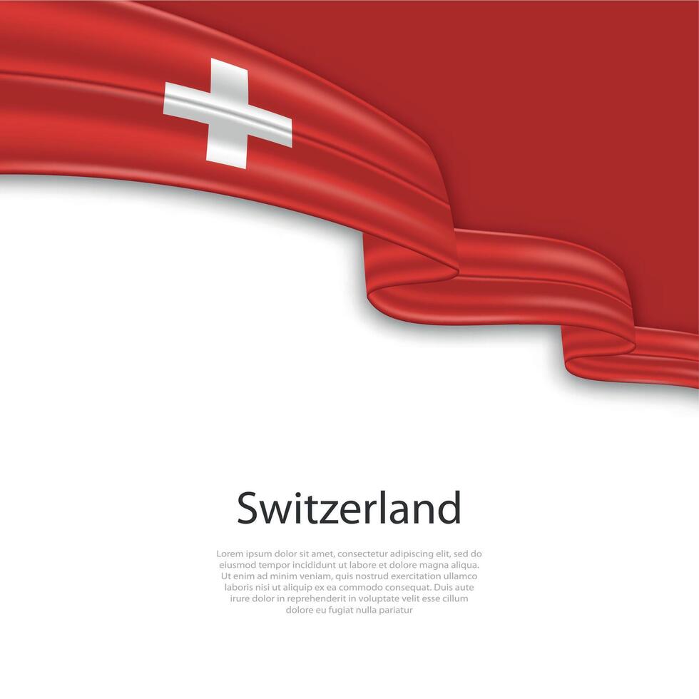 agitando nastro con bandiera di Svizzera vettore