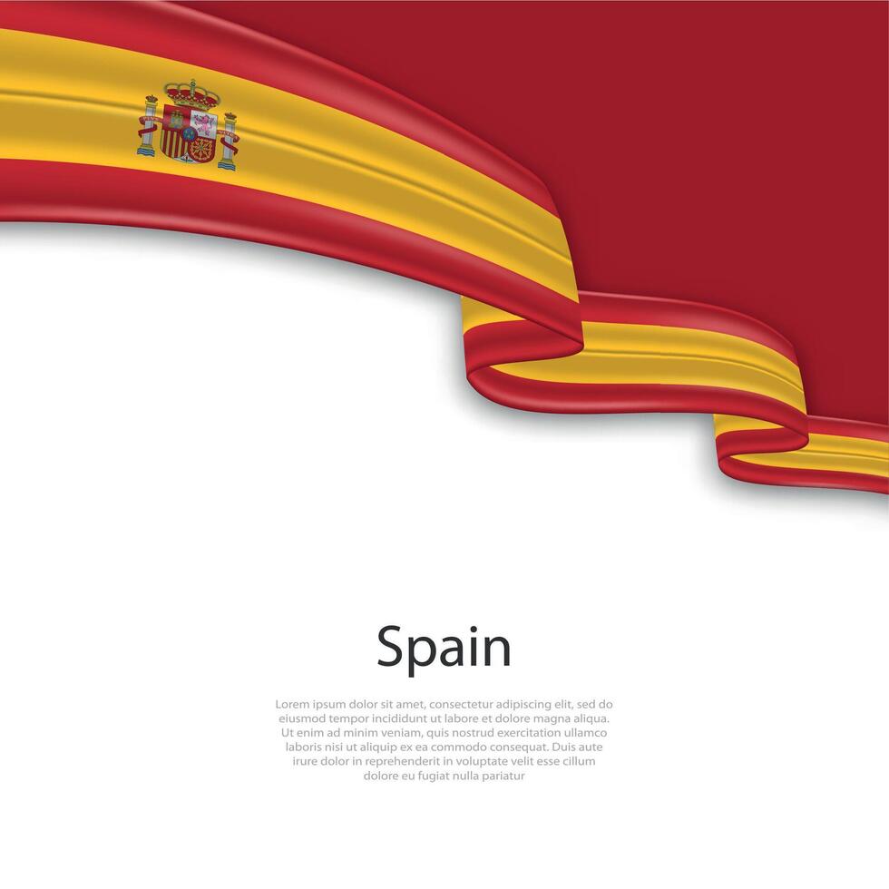 agitando nastro con bandiera di Spagna vettore