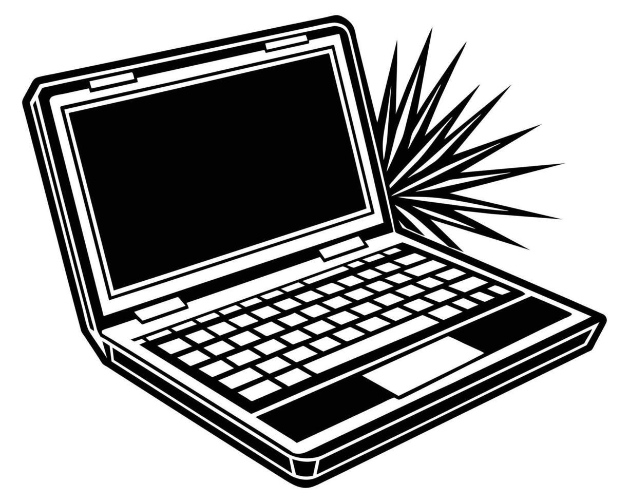Aperto il computer portatile silhouette design vettore