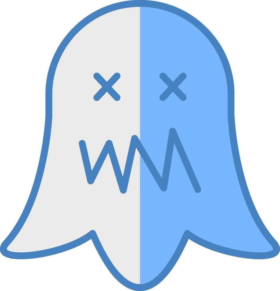 fantasma linea pieno blu icona vettore