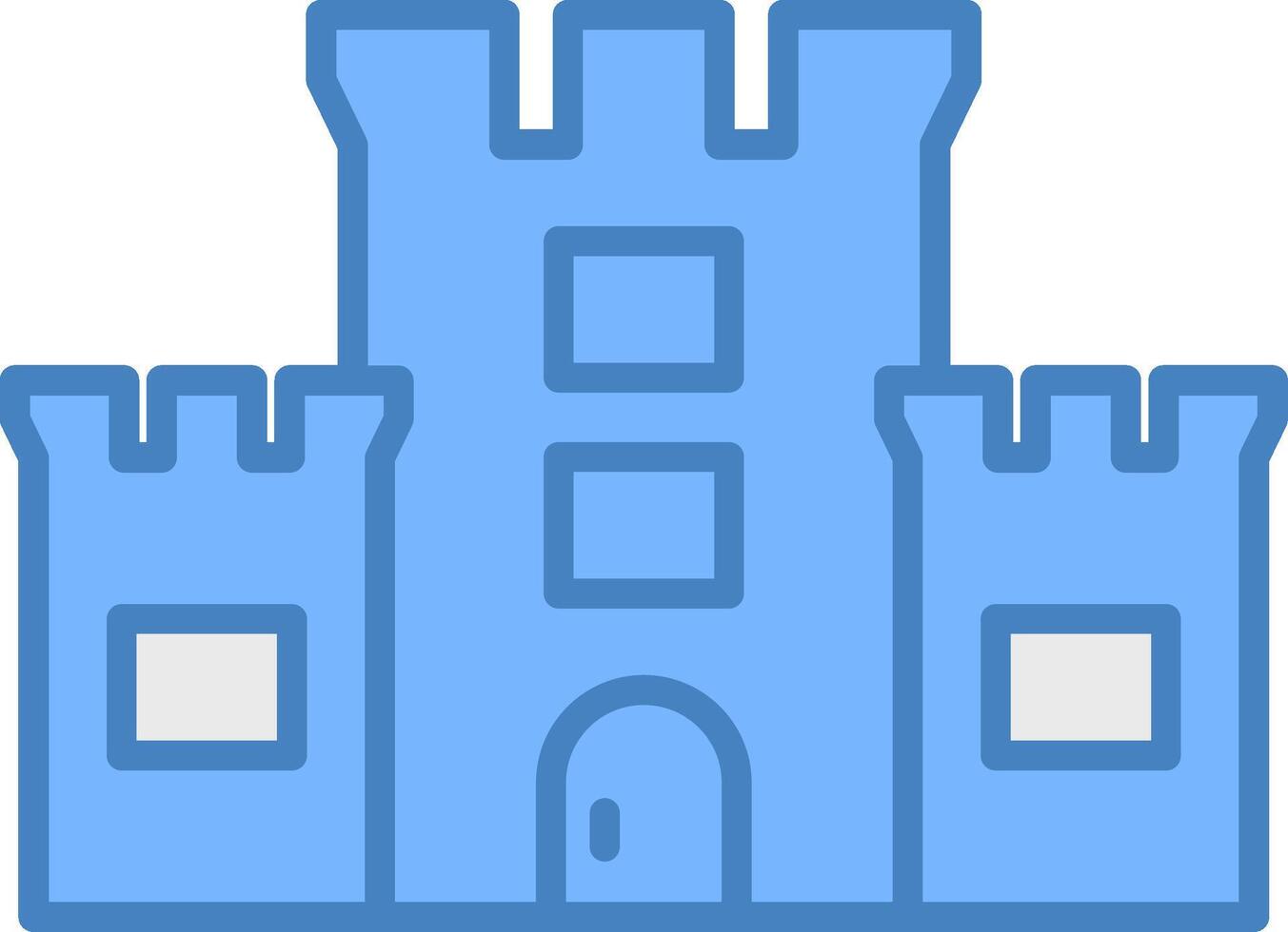 castello linea pieno blu icona vettore