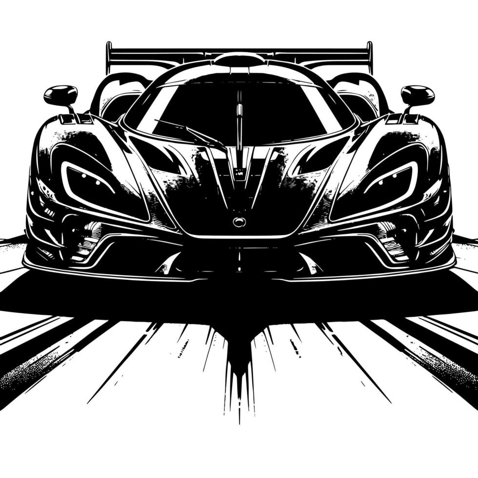 nero e bianca illustrazione di un' hypercar gli sport auto vettore