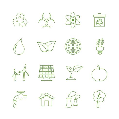 Set di icone di ecologia verde vettore