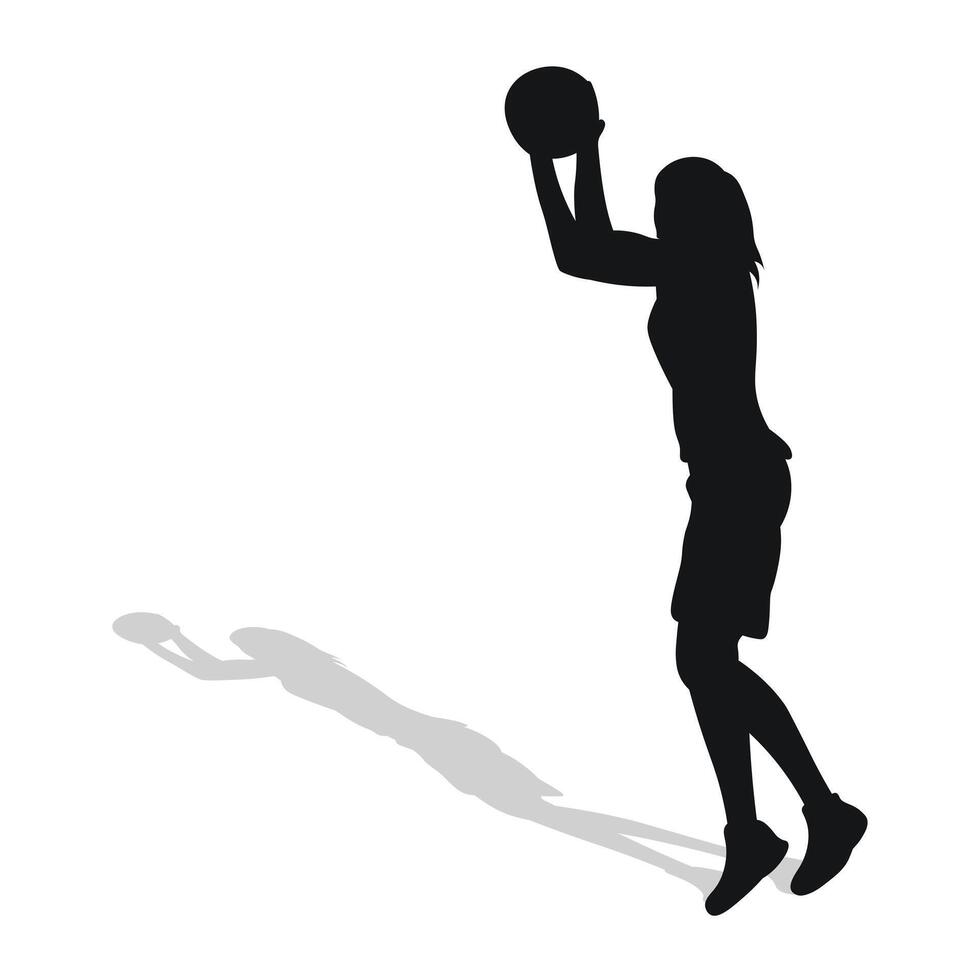 nero femmina silhouette di pallacanestro giocatore nel un' palla gioco. pallacanestro vettore