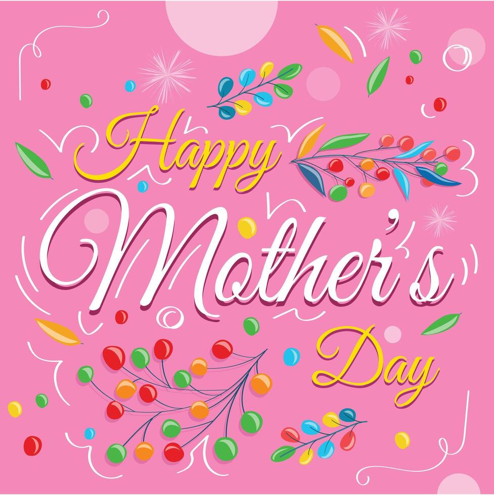 un' rosa carta con il parole contento madri giorno su esso contento La madre di giorno, celebrazioni vettore