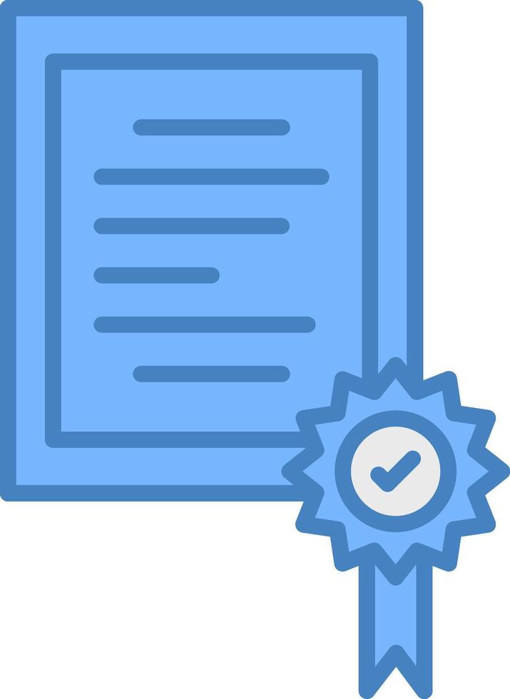 certificato linea pieno blu icona vettore
