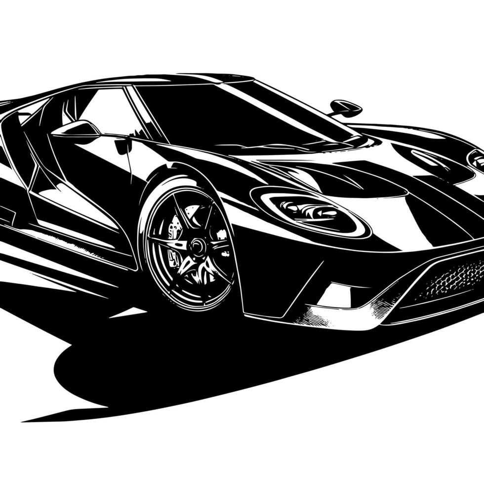 nero e bianca illustrazione di un' hypercar gli sport auto vettore