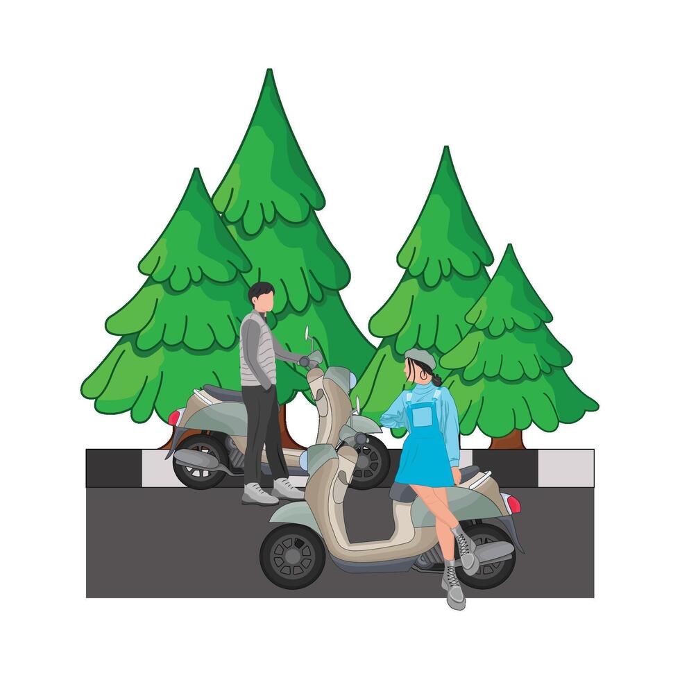 illustrazione di equitazione scooter vettore