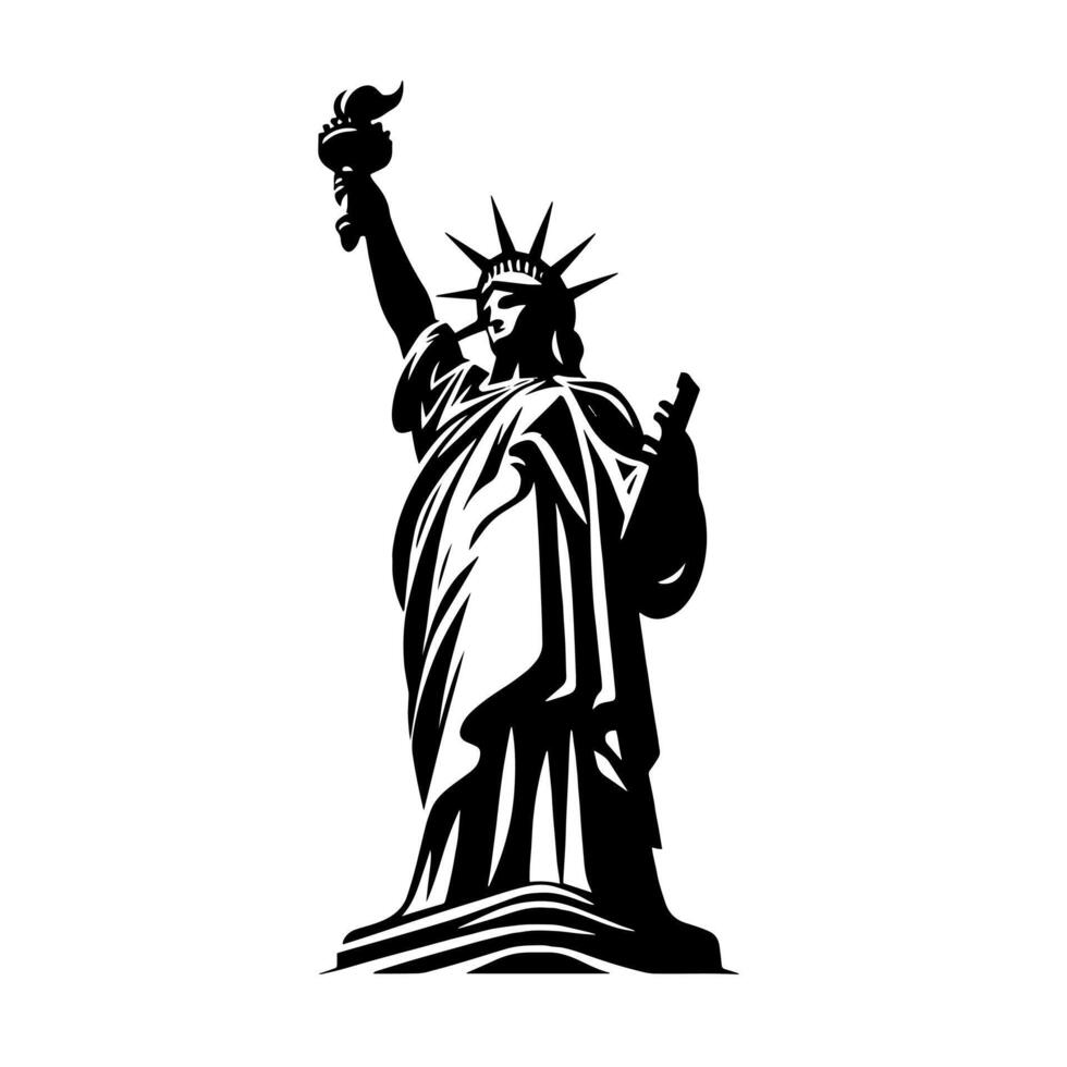nero e bianca illustrazione di il statua di libertà giro turistico nel nuovo York città vettore