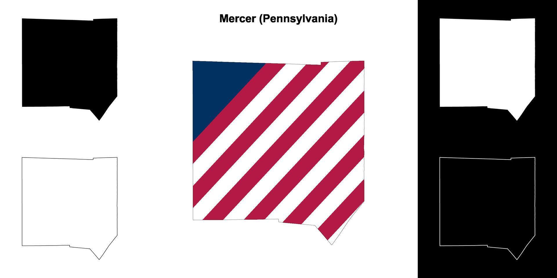 mercenario contea, Pennsylvania schema carta geografica impostato vettore