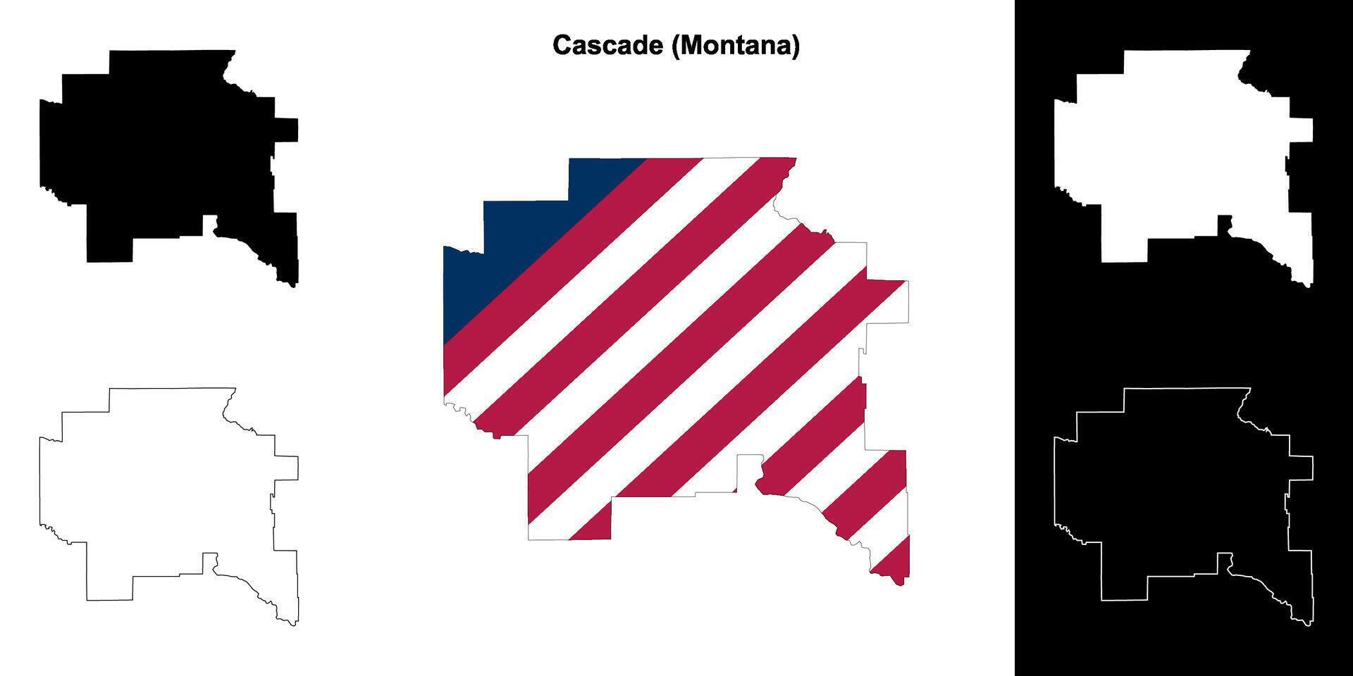 cascata contea, Montana schema carta geografica impostato vettore