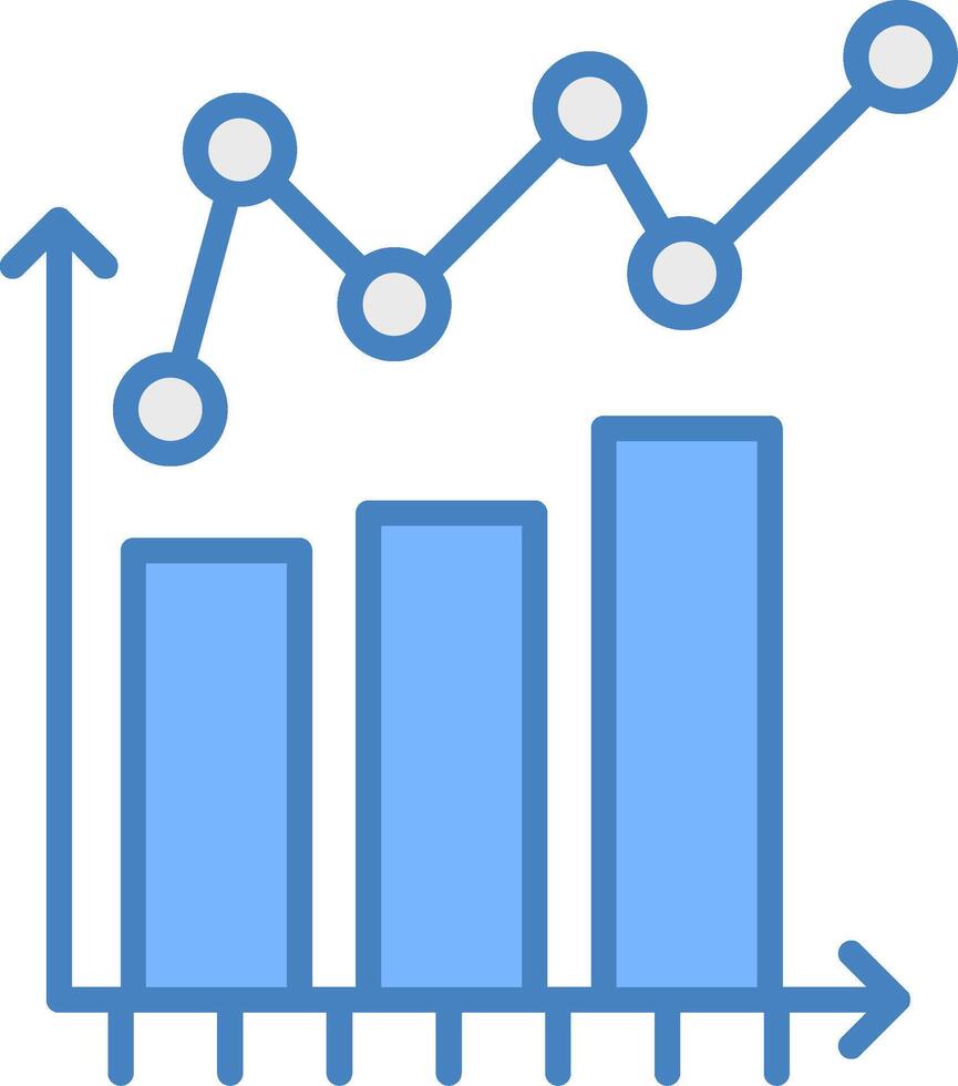 bar grafico linea pieno blu icona vettore