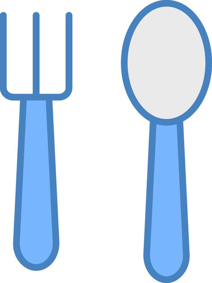 cucchiaio e forchetta linea pieno blu icona vettore