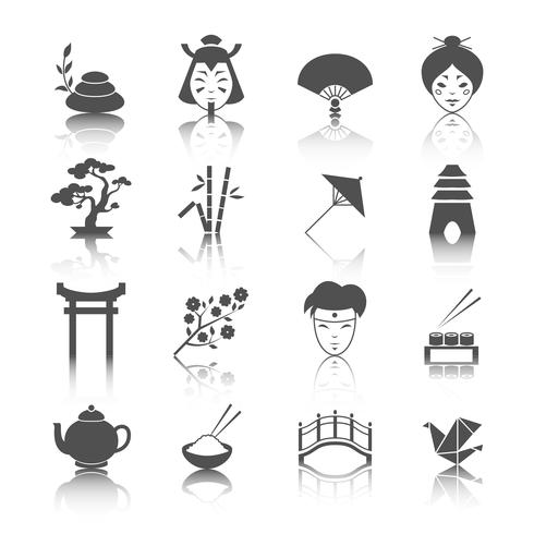 Set di icone di cultura giapponese vettore