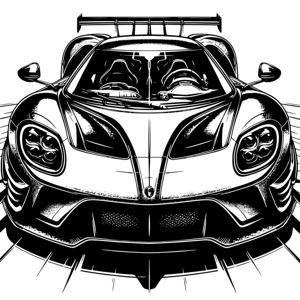 nero e bianca illustrazione di un' hypercar gli sport auto vettore