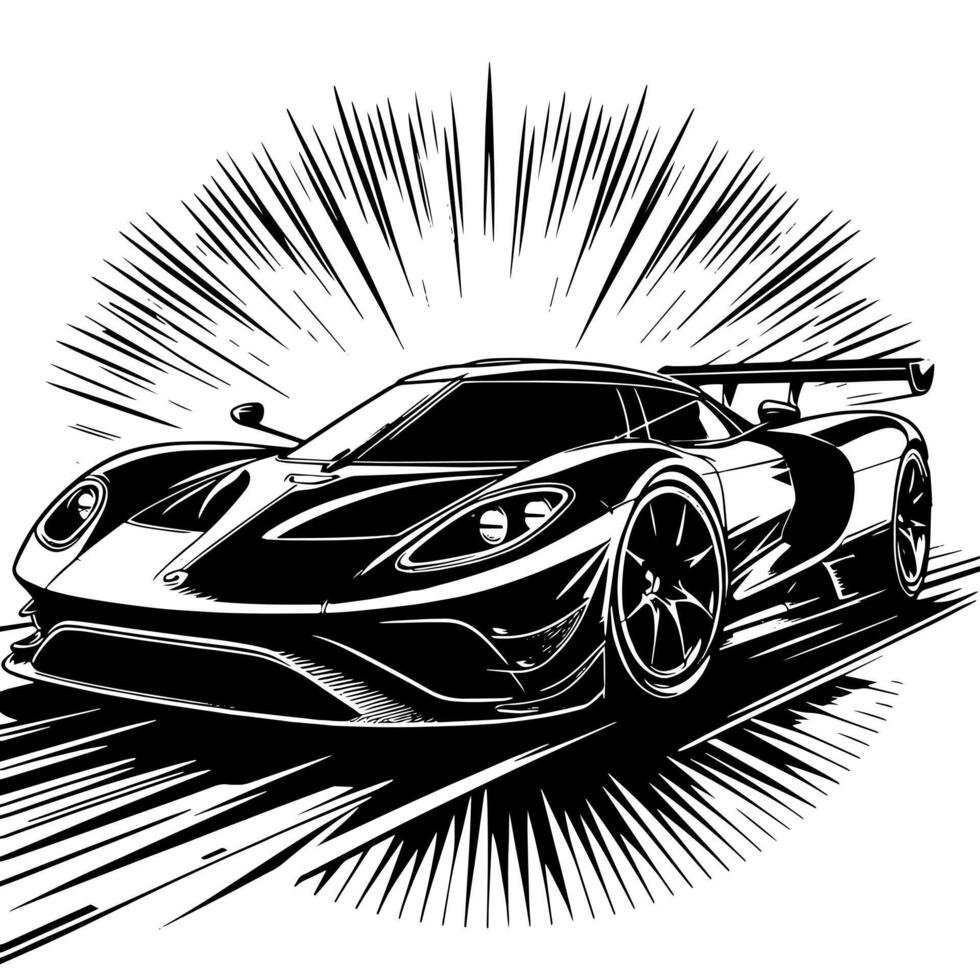 nero e bianca illustrazione di un' hypercar gli sport auto vettore