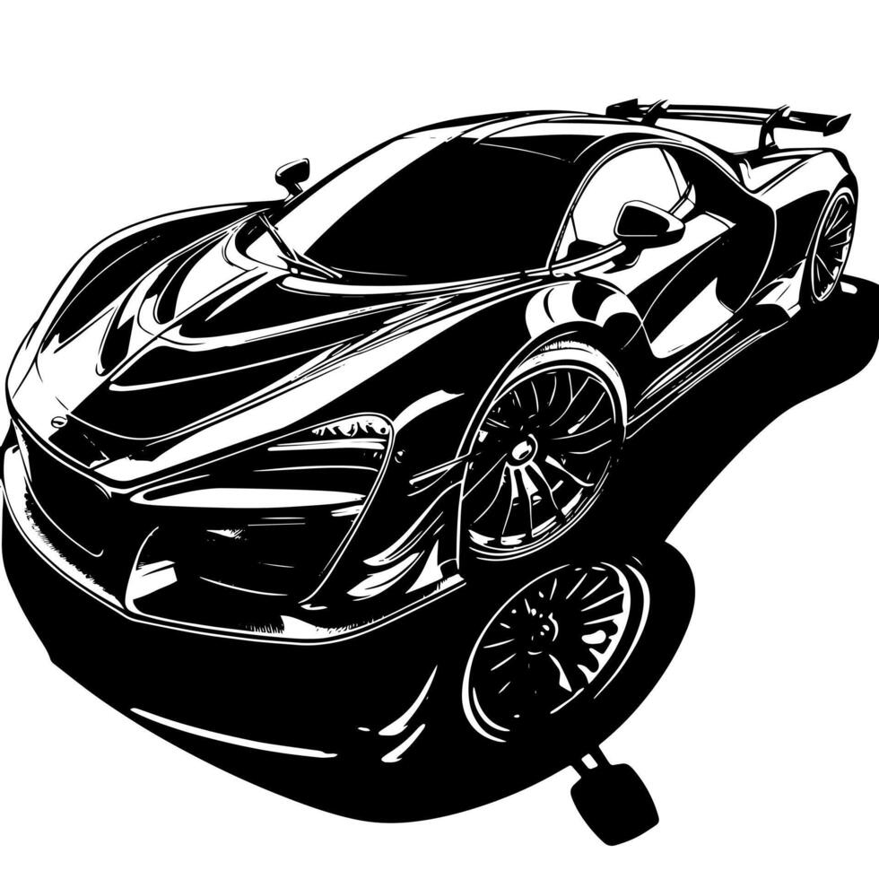 nero e bianca illustrazione di un' hypercar gli sport auto vettore