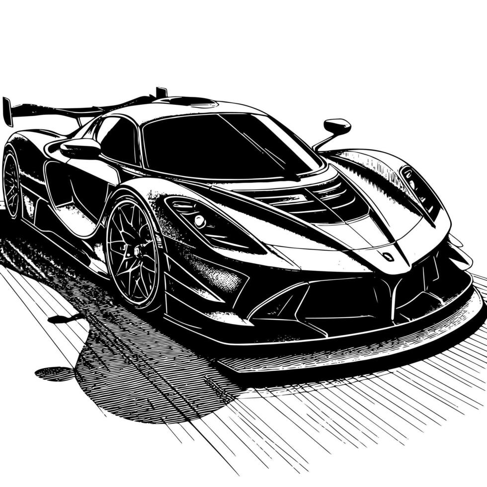 nero e bianca illustrazione di un' hypercar gli sport auto vettore