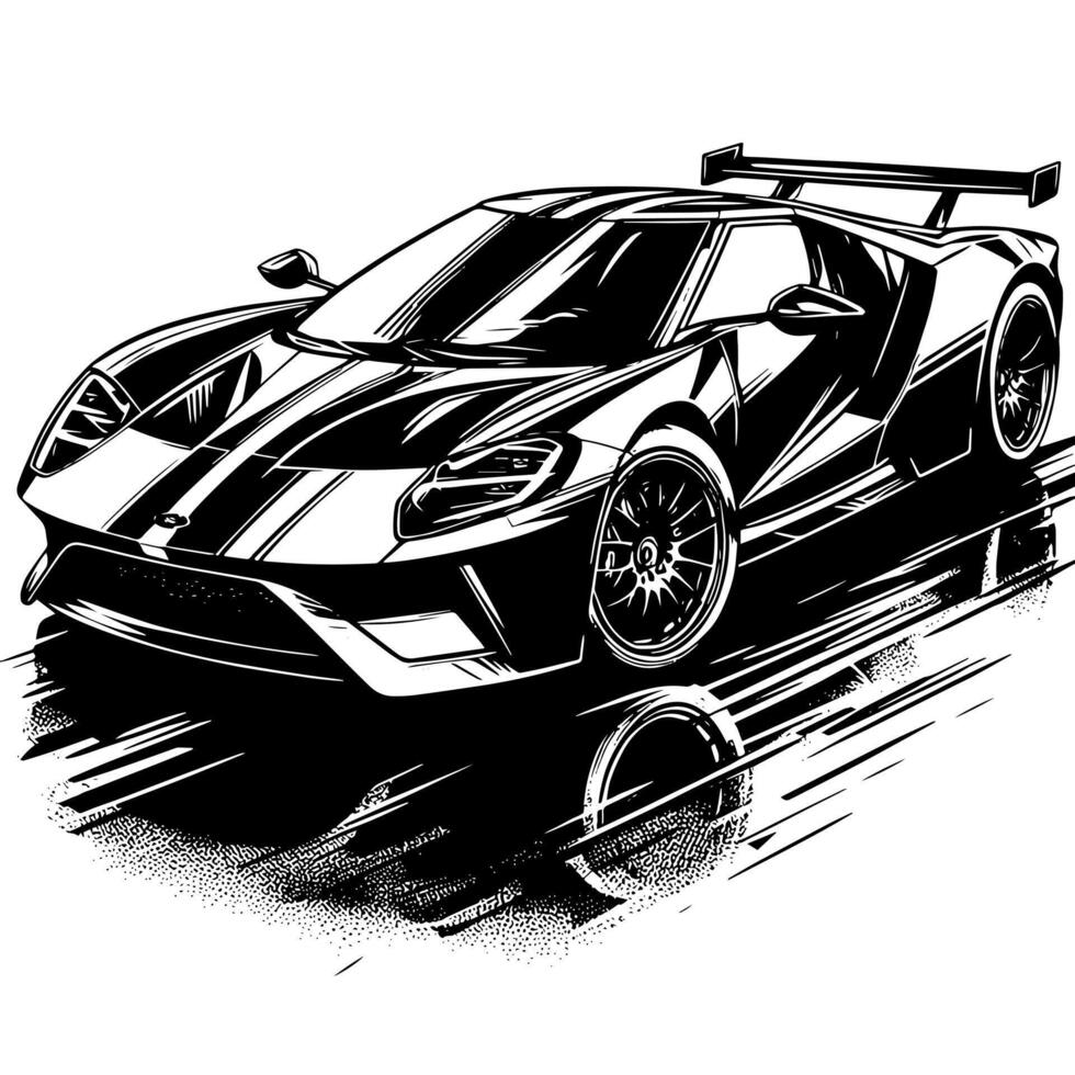 nero e bianca illustrazione di un' hypercar gli sport auto vettore