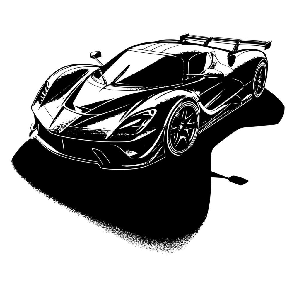 nero e bianca illustrazione di un' hypercar gli sport auto vettore