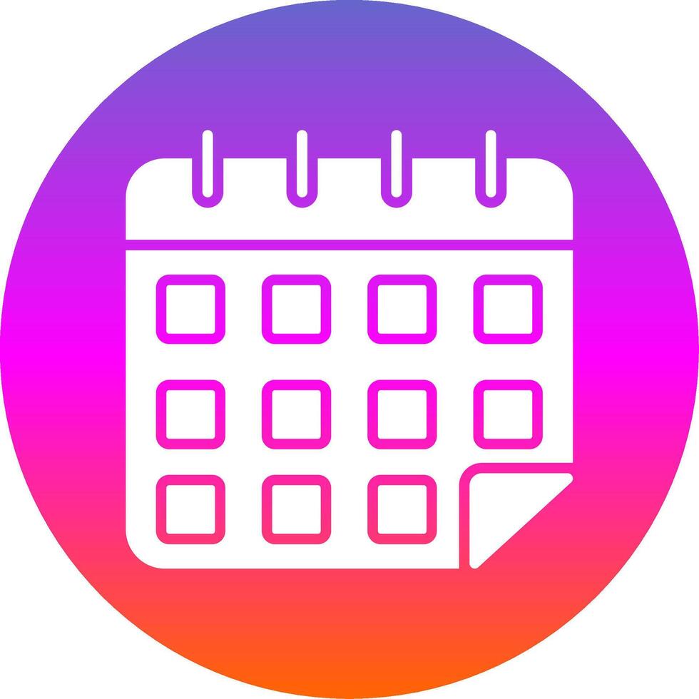 calendario glifo pendenza cerchio icona design vettore