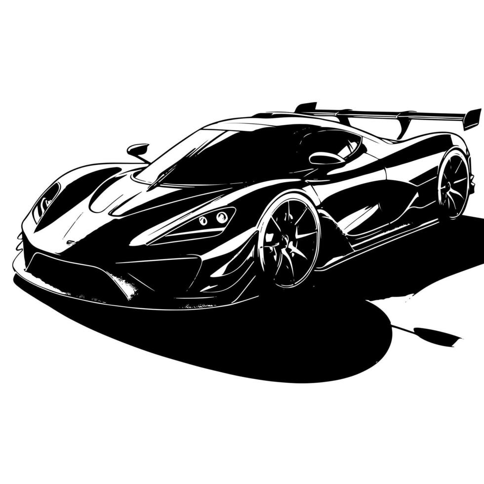 nero e bianca illustrazione di un' hypercar gli sport auto vettore