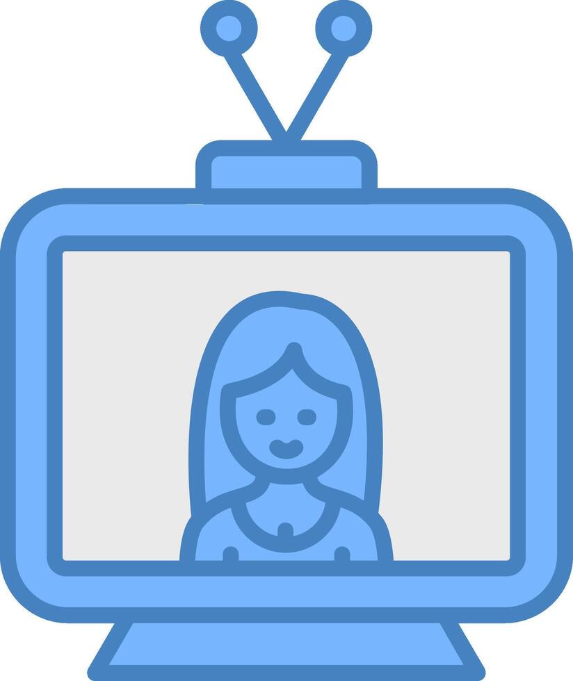 televisione linea pieno blu icona vettore