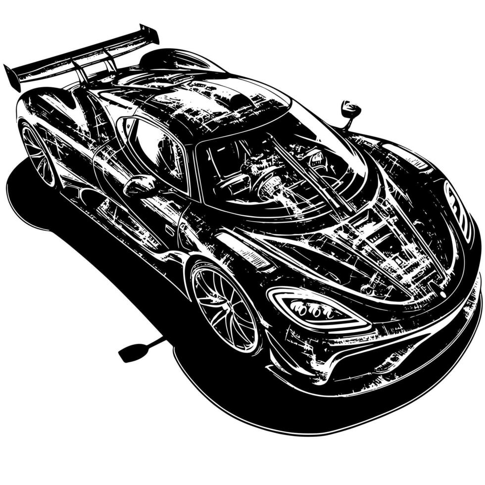 nero e bianca illustrazione di un' hypercar gli sport auto vettore