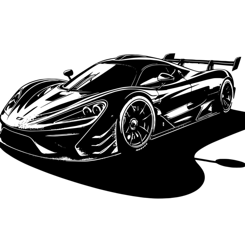 nero e bianca illustrazione di un' hypercar gli sport auto vettore