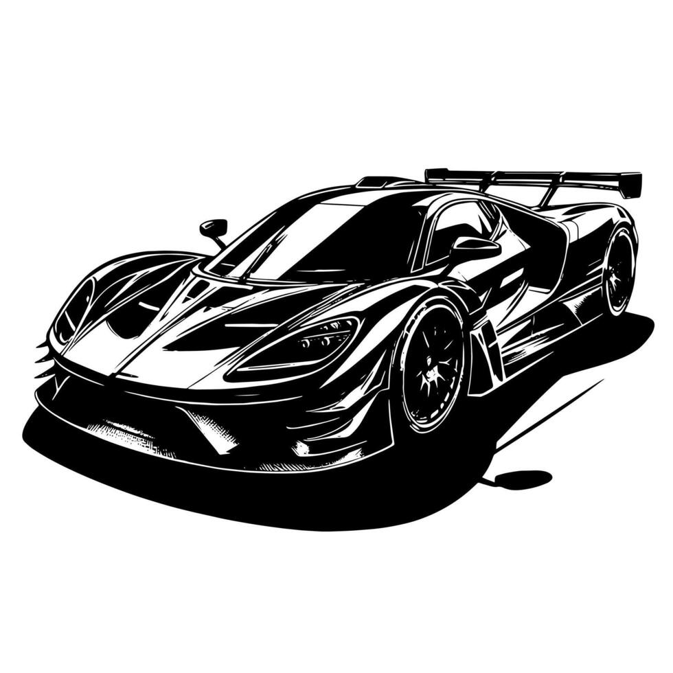 nero e bianca illustrazione di un' hypercar gli sport auto vettore