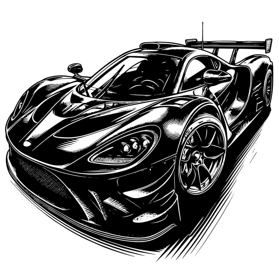 nero e bianca illustrazione di un' hypercar gli sport auto vettore