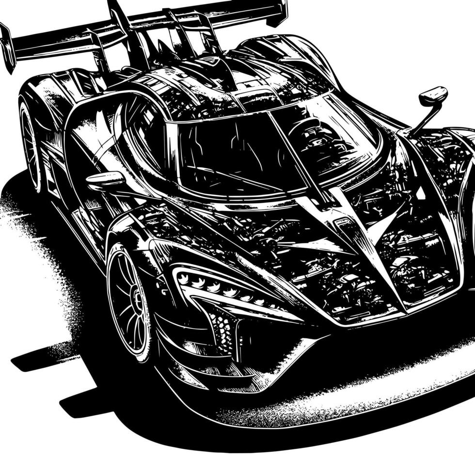 nero e bianca illustrazione di un' hypercar gli sport auto vettore