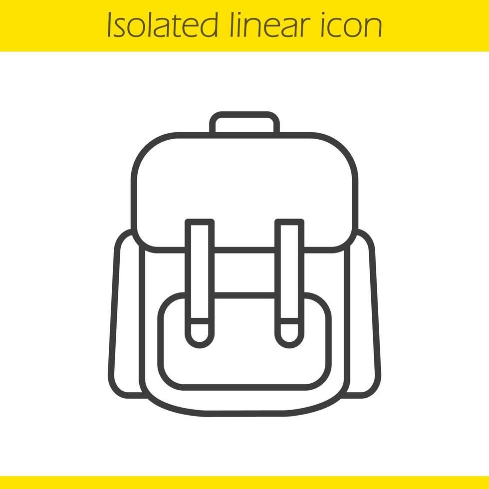 icona lineare dello zaino della scuola. illustrazione di linea sottile. zaino per studenti. simbolo di contorno. disegno vettoriale isolato contorno