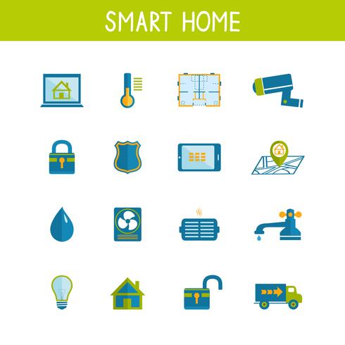 Set di icone di tecnologia Smart Home Automation vettore