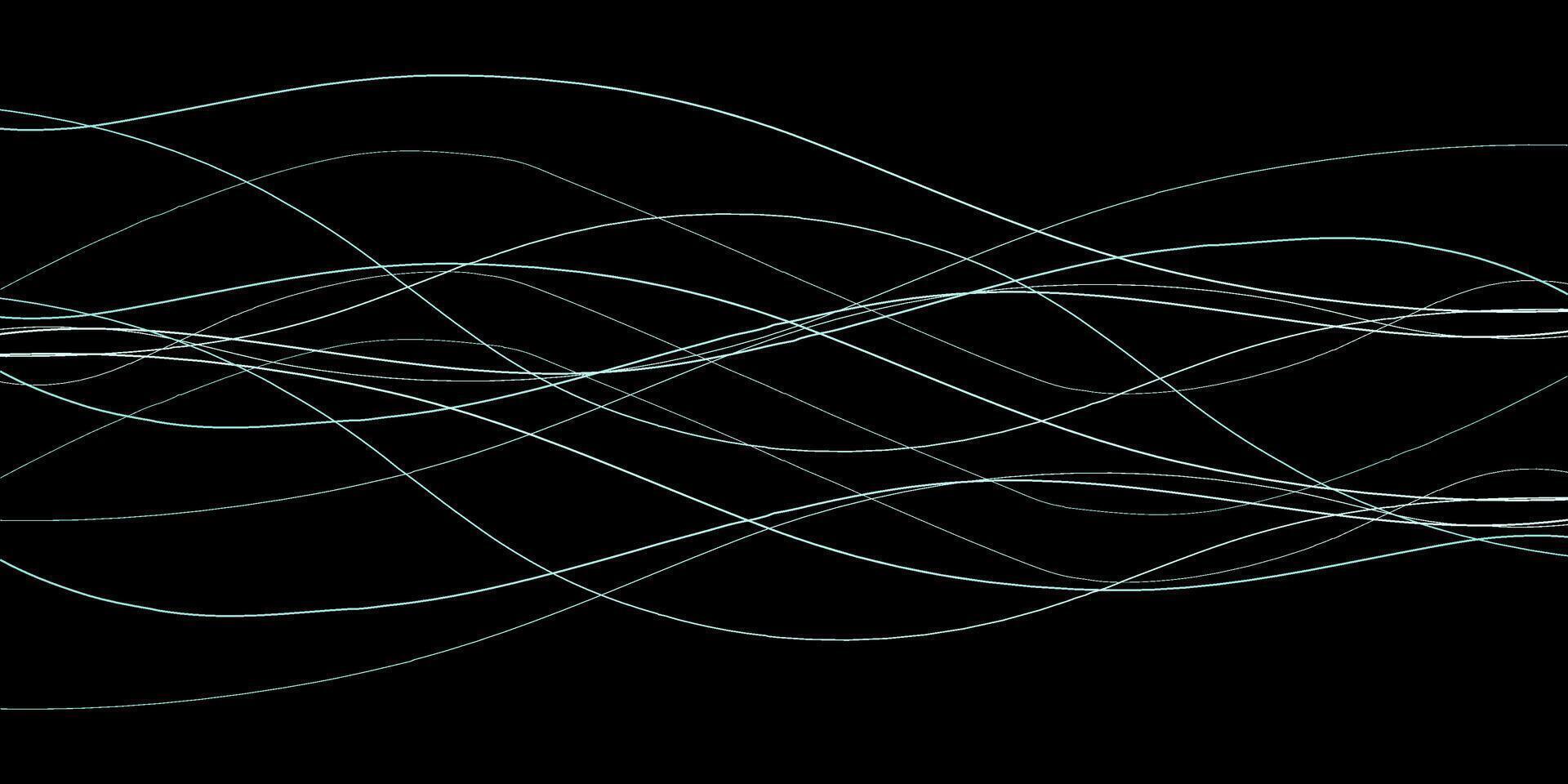 astratto ondulato dinamico blu verde viola leggero Linee curva bandiera su nero sfondo nel concetto tecnologia, neurale Rete, neurologia, scienza, musica, neon leggero vettore