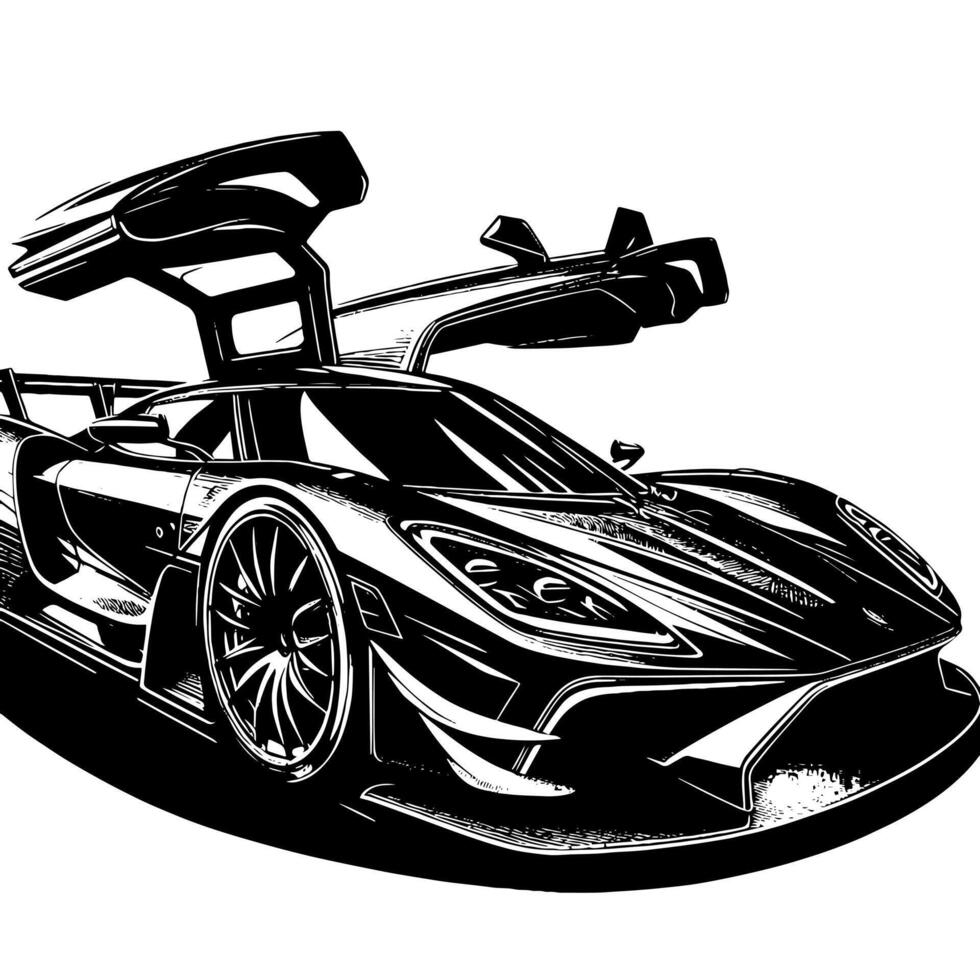nero e bianca illustrazione di un' hypercar gli sport auto vettore