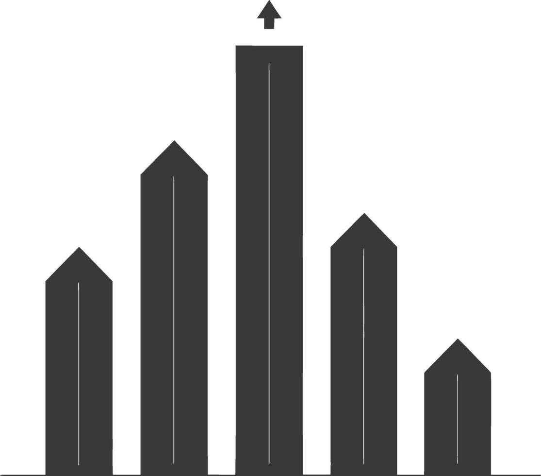 silhouette Infografica bar grafico crescita 2d oggetto nero colore solo vettore