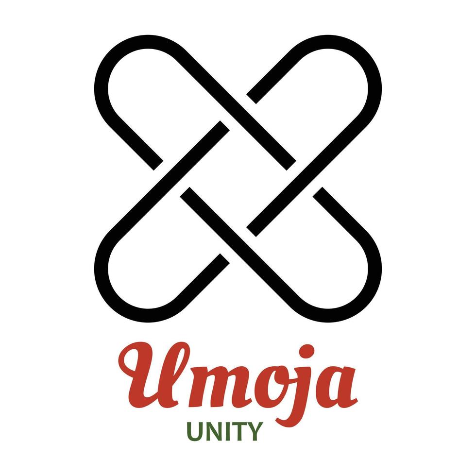 sette principi di kwanzaa - giorno 1 - umoja - unità. simboli tradizionali di kwanzaa - celebrazione delle vacanze del patrimonio afroamericano. illustrazione vettoriale su isolato su sfondo bianco