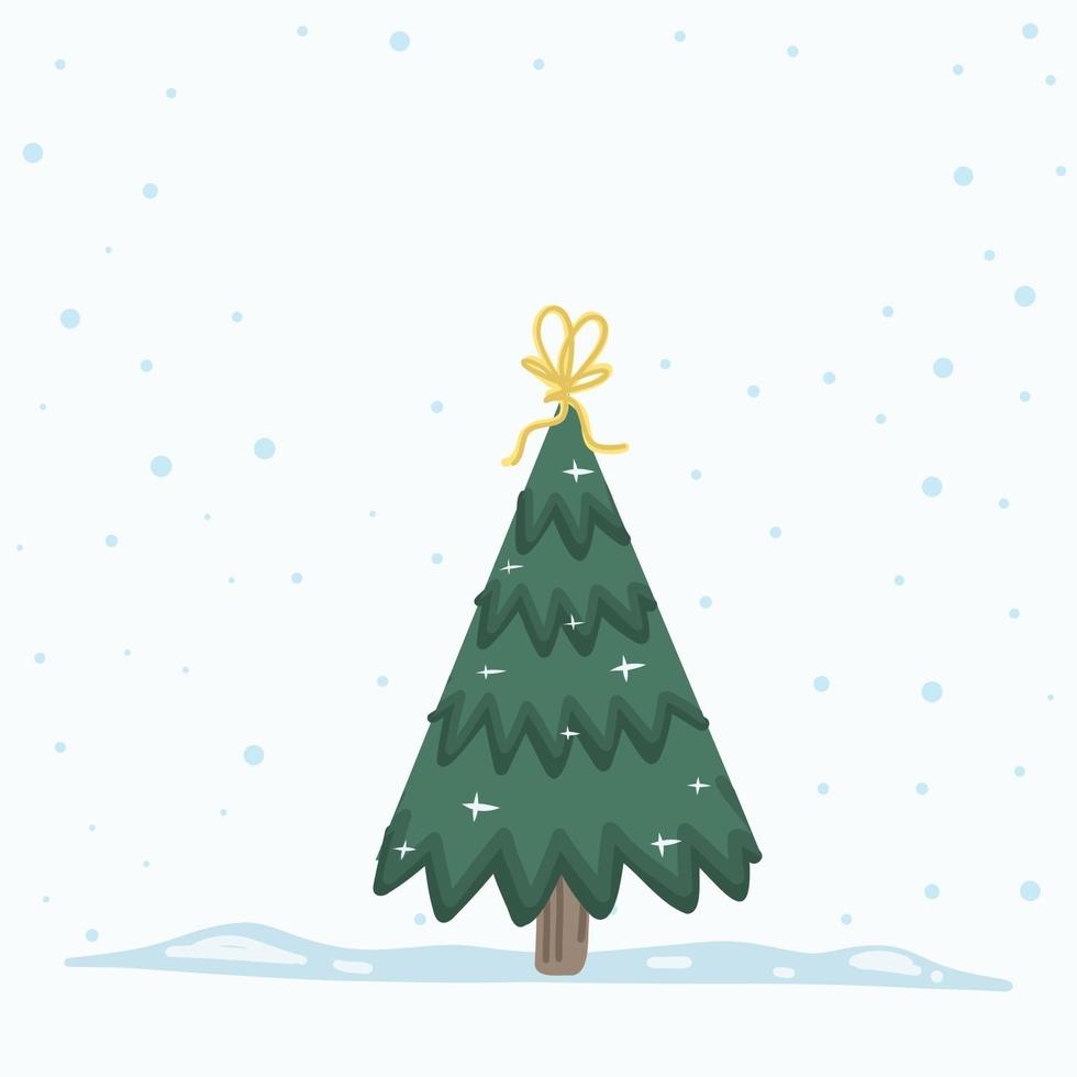 vettore albero di Natale isolato dallo sfondo. neve che cade durante le festività natalizie e il modello grafico di capodanno. moderno albero di tannenbaum decorato con luci e ornamenti.