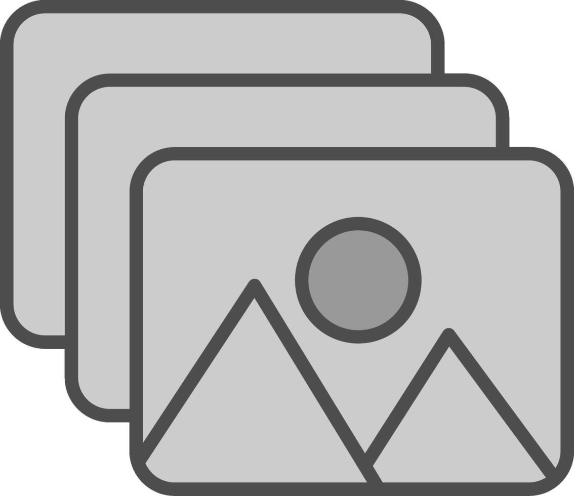 galleria linea pieno in scala di grigi icona design vettore