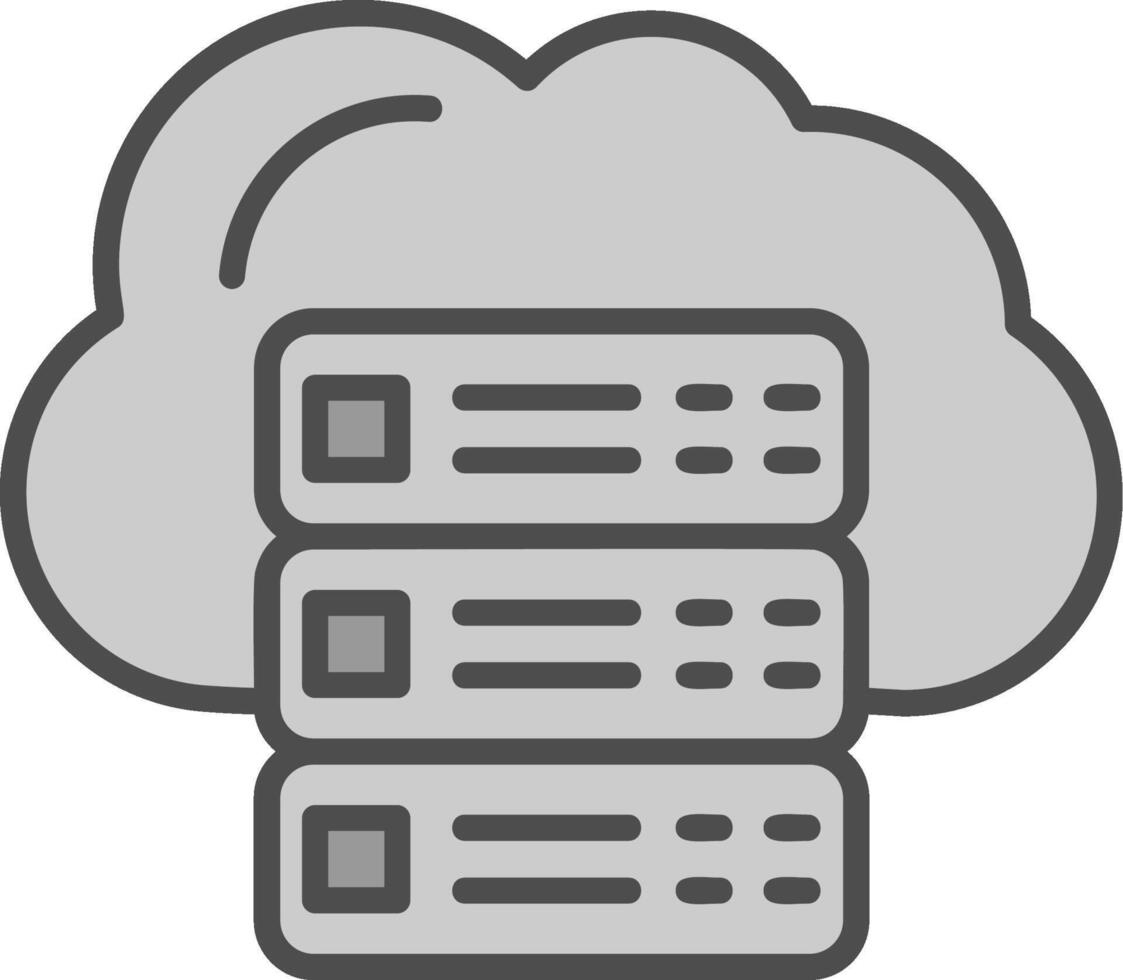 nube server linea pieno in scala di grigi icona design vettore