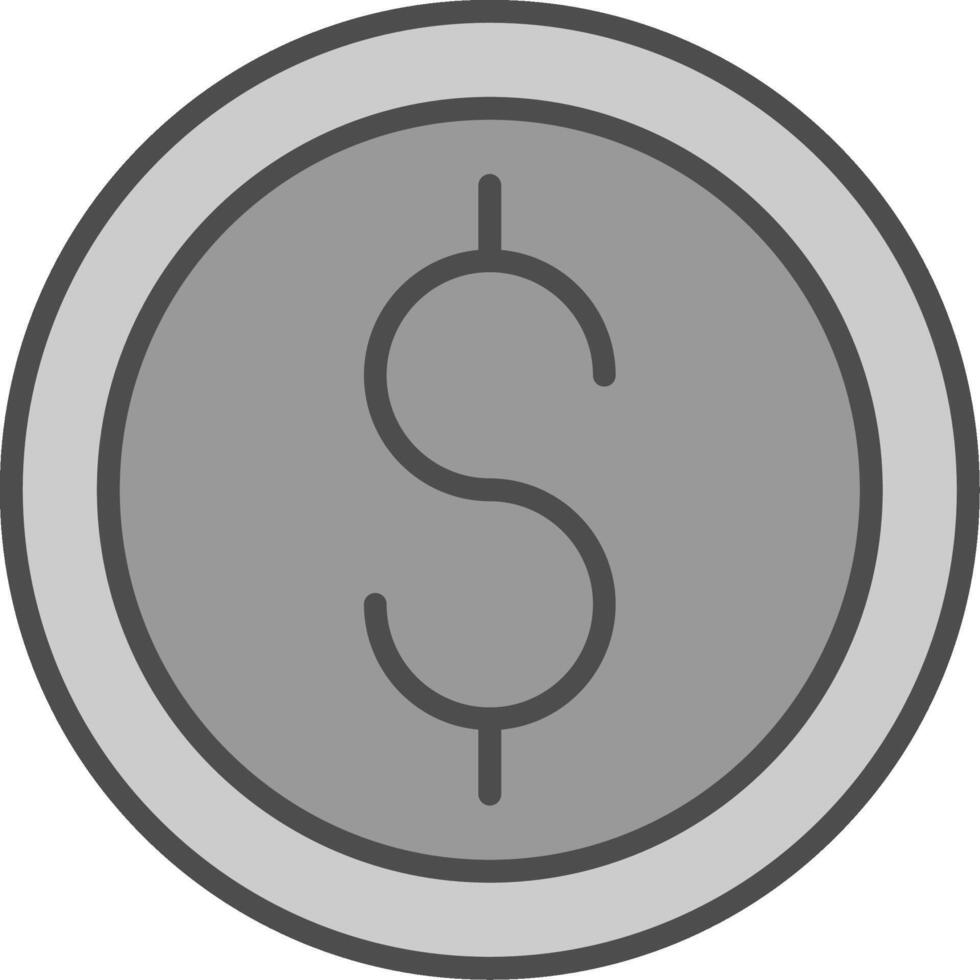 moneta linea pieno in scala di grigi icona design vettore