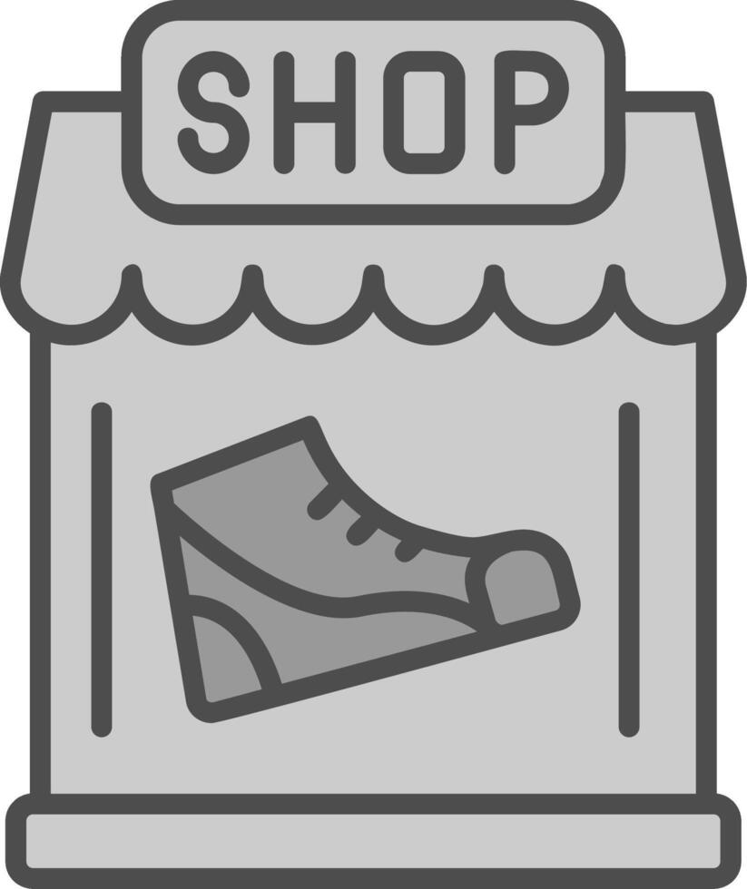 scarpa negozio linea pieno in scala di grigi icona design vettore